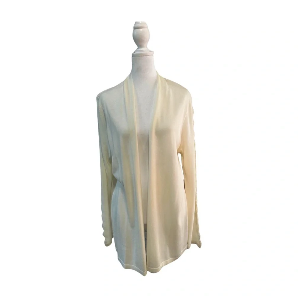 NWT Vince Camuto Light Weight Cut-Out Sleeve Cardigan in White - Picture 6 of 15